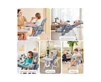 gaomon Multifunctional Baby High Chair, Foldable Infant Highchairs with Removable Tray, Adjustable Height and Recline