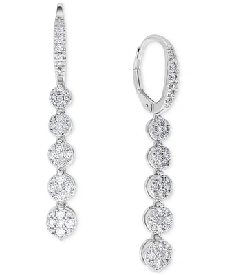 Diamond Multi Cluster Drop Earrings (1 ct. t.w.) in 14k White Gold