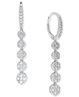 Diamond Multi Cluster Drop Earrings (1 ct. t.w.) in 14k White Gold