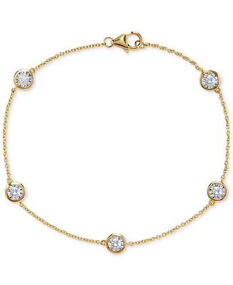 Diamond Bezel-Set Cable Link Chain Bracelet (1/2 ct. t.w.) in 14k Gold