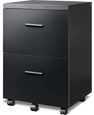 Devaise 2 Drawer Wood File Cabinet, Mobile Lateral Filing Cabinet with Storage, Letter Legal Size