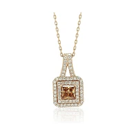 Suzy Levian Rosed Sterling Silver Asscher-Cut Cubic Zirconia Halo Pendant