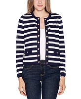 Belldini Women's Black Label Nautical Stripe Open-Front Cardigan Sweater