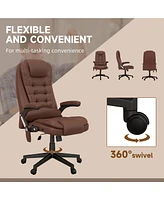 High Back Vibration Massage Office Chair with 6 Vibration Points, Heated Reclining Pu Leather Computer Chair with Armrest and Remote