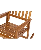 Acacia Indoor Rocking Chair, Outdoor Solid Wood Patio Furniture New Style Light Brown