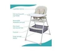 gaomon 2 In 1 High Chair, Baby Highchairs with Foldable and Convertible, Toddler Feeding Chair with Removable Tray and Detachable Cushion