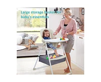 gaomon 2 In 1 High Chair, Baby Highchairs with Foldable and Convertible, Toddler Feeding Chair with Removable Tray and Detachable Cushion