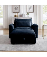 Streamdale Furniture Bule Corduroy Sofa Couch, Modular Couch with Storage Ottoman, Couch Deep Seat Couches for Modern Living Room/Apartment/Office