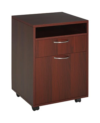 Streamdale Furniture Mobile Storage Cabinet Organizer with Drawer and Cabinet, Printer Stand with Castors, Brown