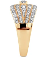 Diamond Multirow Milgrain Bead Statement Ring (1 ct. t.w.) in 14k Gold