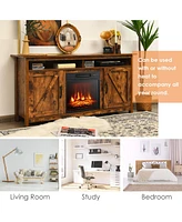 Gymax 60'' Industrial Fireplace Tv Stand W/ 18'' 1400W Electric Fireplace