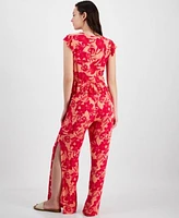 Miken Juniors Printed Ruffled Cover Up Top Printed Side Slit Cover Up Pants Exclusively At Macys