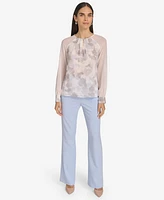 Calvin Klein Petite Printed Long-Sleeve Blouse