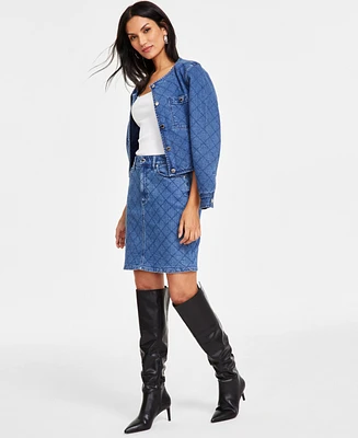 I.n.c. International Concepts Women's Quilted Denim Skirt, Exclusively at Macy's