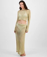 Miken Juniors Metallic Mesh Cover Up Top Metallic Mesh Skirt Cover Up Exclusively At Macys