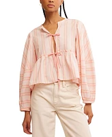 Free People Women's Brunch Babe Tie-Front Blouse