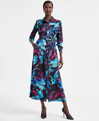 I.n.c. International Concepts Women's Printed Tie-Waist Midi Utility Dress, Exclusively at Macy's