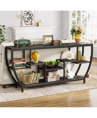 Tribesigns Rustic Console Table with Storage and Shelves,70.9 Inch Long Industrial Entryway Tv Stand