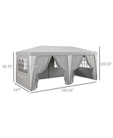 Outsunny 232.25" x 117" Pop Up Canopy w/ Sidewall Window Adjustable Height