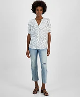 Tommy Hilfiger Women's Dot-Print Smocked-Yoke Shirt