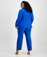 Le Suit Plus Notch-Collar Two-Button Seamed Jacket & Fly-Front Straight-Leg Pants