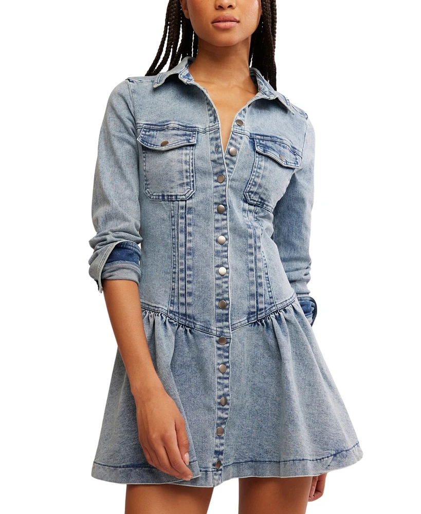 Free People Women's Roadhouse Button-Front Mini Dress