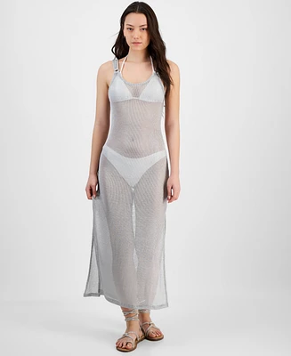 Miken Juniors' Metallic Mesh Tank Dress Cover-Up, Exclusively at Macy's