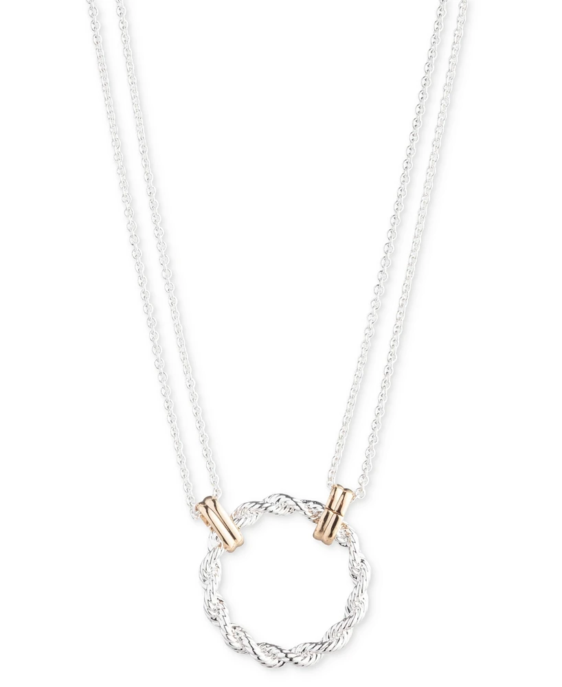 Lauren Ralph Rope Circle Double Chain Pendant Necklace, 16" + 3" extender