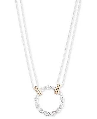 Lauren Ralph Lauren Rope Circle Double Chain Pendant Necklace, 16" + 3" extender