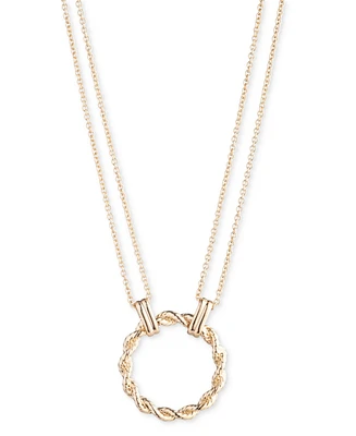 Lauren Ralph Rope Circle Double Chain Pendant Necklace, 16" + 3" extender