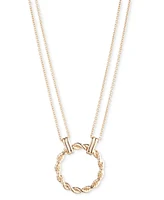 Lauren Ralph Rope Circle Double Chain Pendant Necklace, 16" + 3" extender