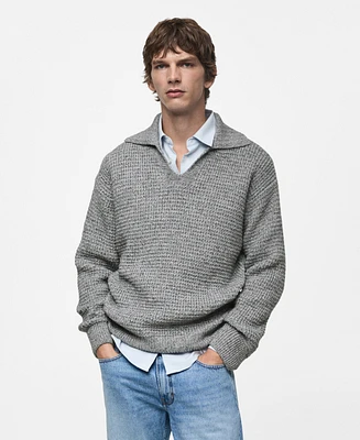 Mango Men's Braided Polo-Neck Sweater