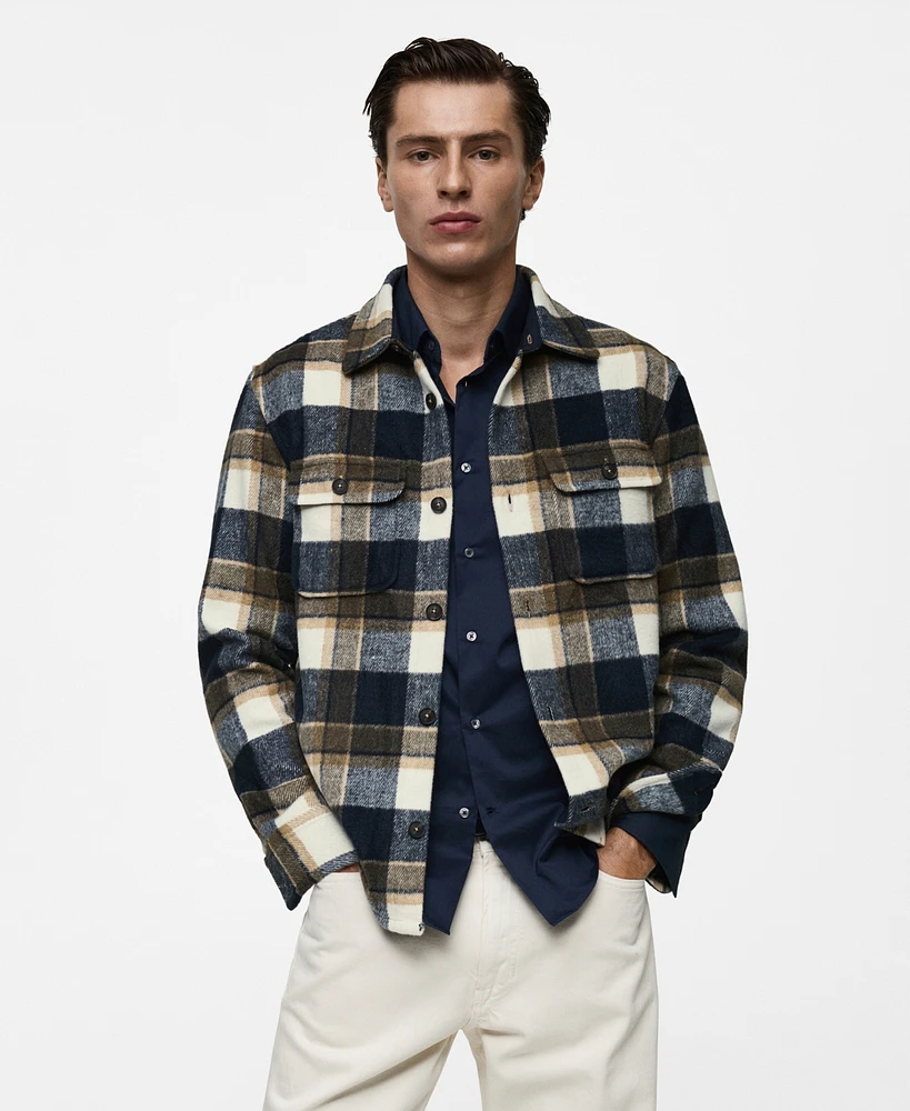 Mango Men's Checkered Flannel Overshirt