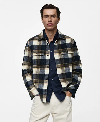 Mango Men's Checkered Flannel Overshirt