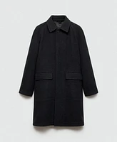 Mango Men's Pocketed Wool Coat