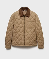 Mango Men's Corduroy Collar Quilted Jacket