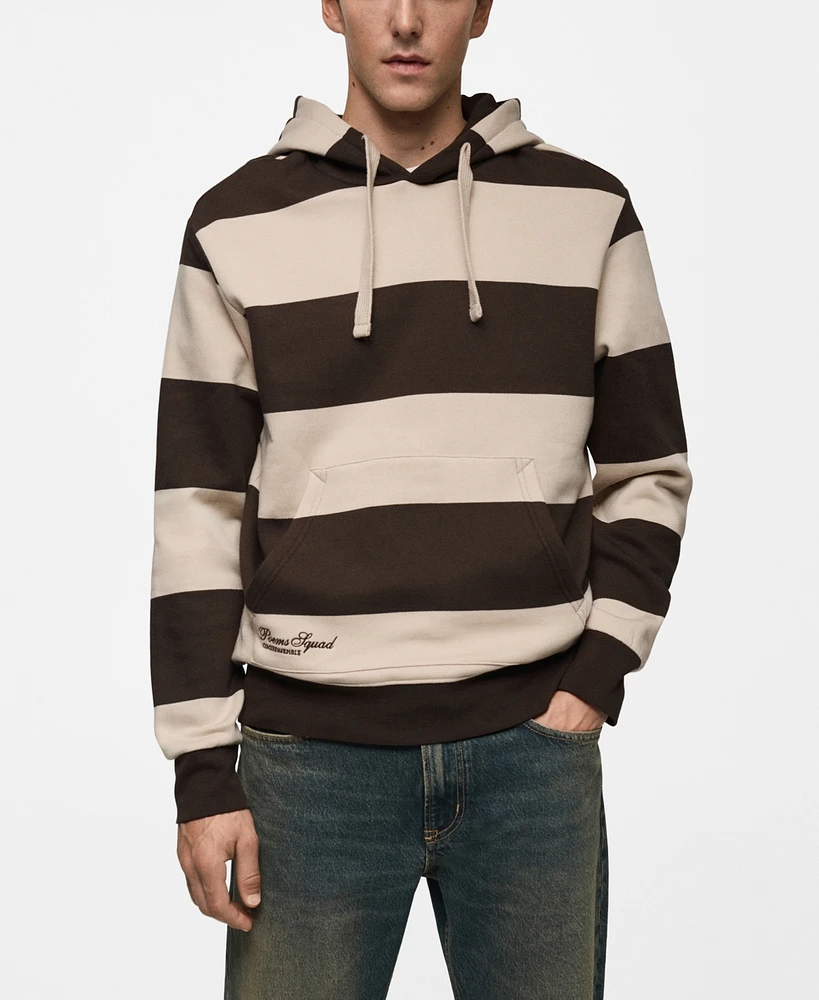 Mango Men's Striped Hooded Sweatshirt