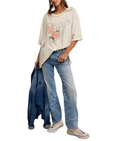 Free People Women's Love Rose Cotton Dropped-Shoulder Tee