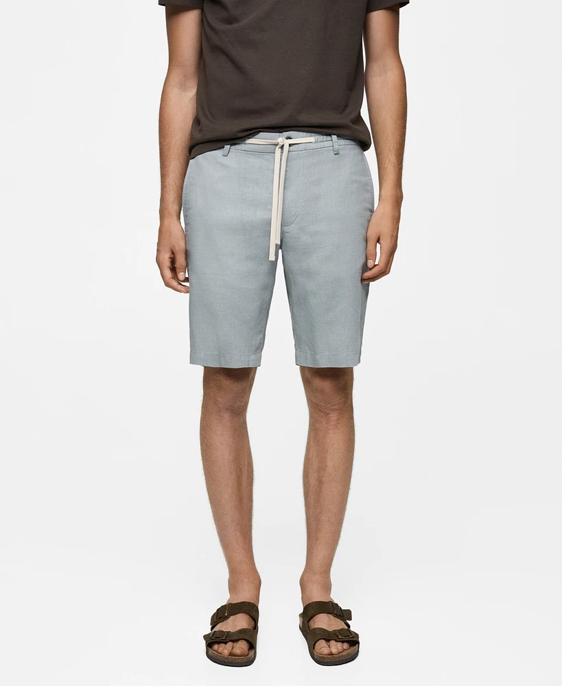 Mango Men's Slim-Fit Drawstring Linen Bermuda Shorts