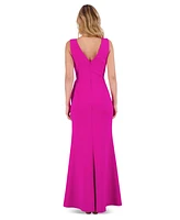 Eliza J Women's Side-Sash Surplice-Neck Mermaid Gown