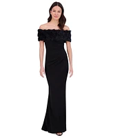 Eliza J Women's Off-The-Shoulder Side-Ruched Gown