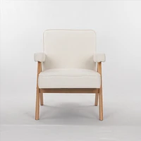 wooden leg leisure chair with handrails, cushions.uitable for living room, bedroom, study and other occasions