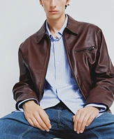 Mango Men's Nappa Leather Jacket