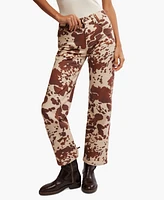 Free People Women's Risk Taker Printed Straight-Leg Jeans