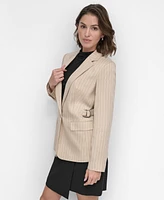 Dkny Petite One-Button Pinstripe Blazer