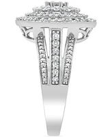 Diamond Halo Cluster Ring (1 ct. t.w.) in 10k White Gold