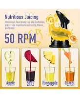 Cold Press Juicer, Masticating Juicer with 5.1 Inch Large Feed Chute, 250W Power High Juice Yield for Batch Juicing - Purple