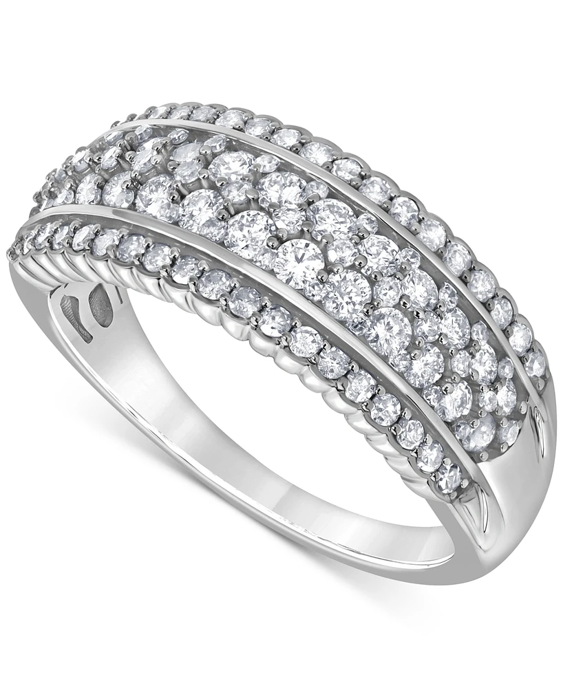 Diamond Multirow Tapered Band (1 ct. t.w.) in 14k White Gold