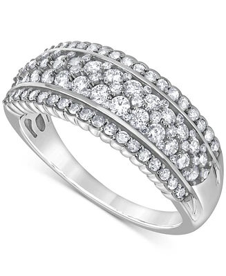 Diamond Multirow Tapered Band (1 ct. t.w.) in 14k White Gold