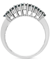 Blue Diamond & White Diamond Multirow Cluster Ring (2 ct. t.w.) in 14k White Gold